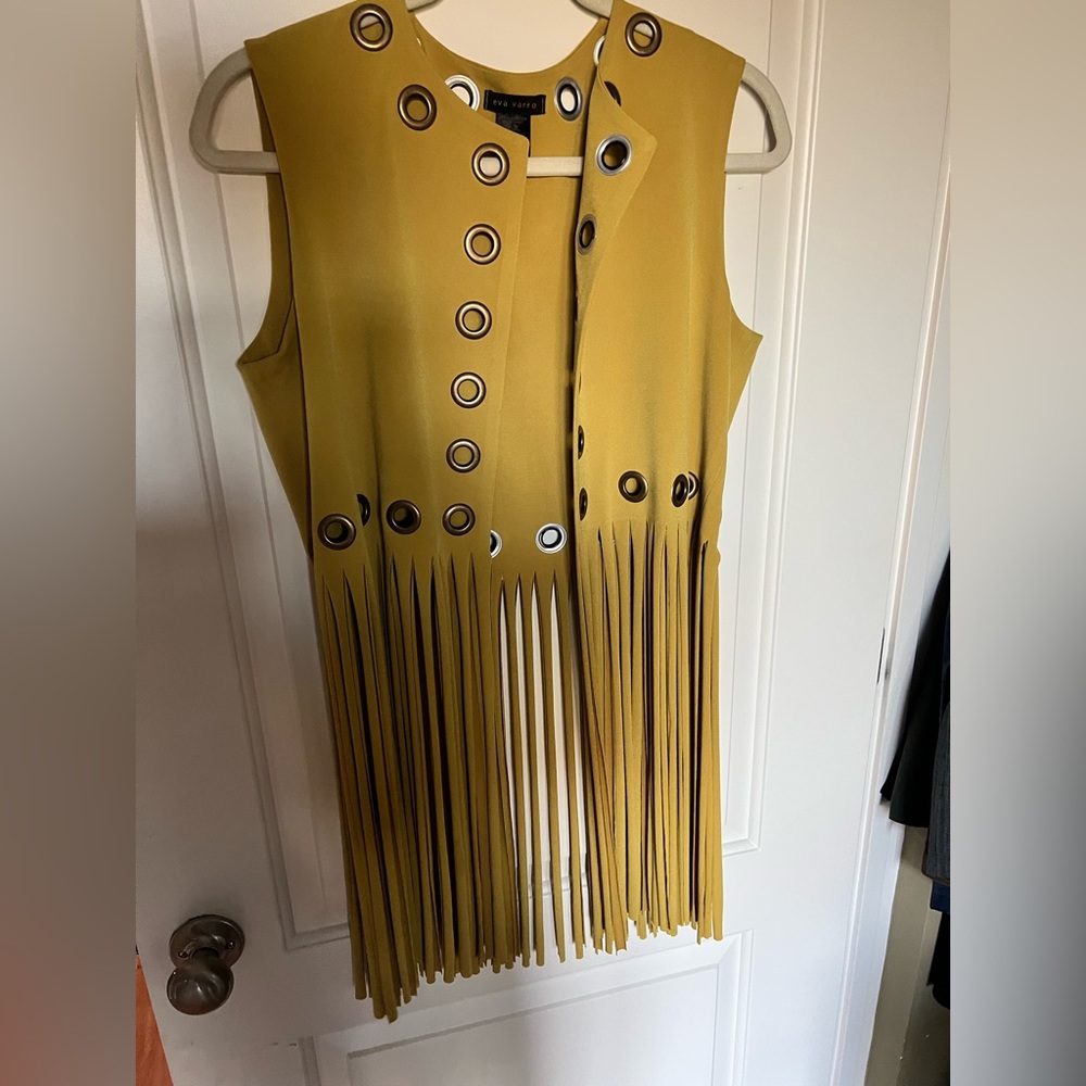 Eva Varro grommet fringe vest, Large